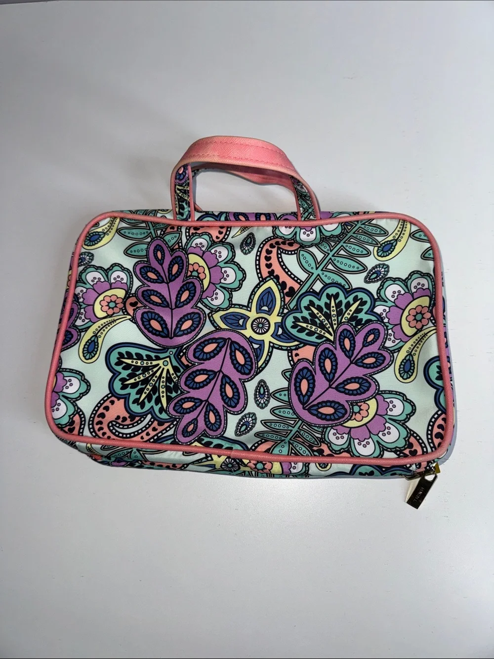 Trina Turk Paisley Floral Travel Makeup Cosmetic Organizer Bag Case